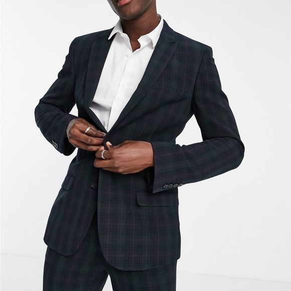 ASOS DESIGN Skinny Suit Jacket 38 Reg Blackwatch Plaid - Picture 5 of 13